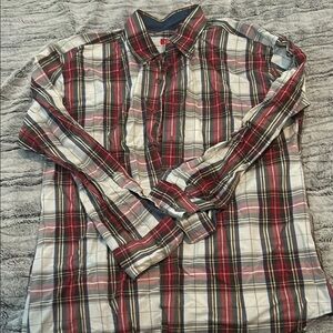 Izod Men's Casual Plaid Shirt - Red, White, and Black